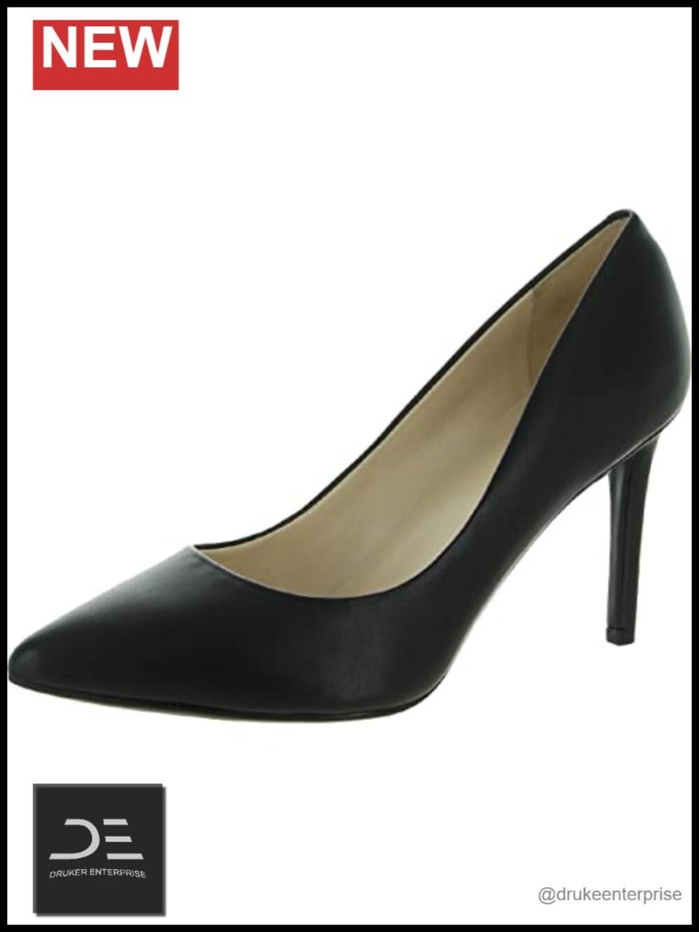 Nine West Etta Leather Slip-On Pumps Heels Stiletto Ankle Strap